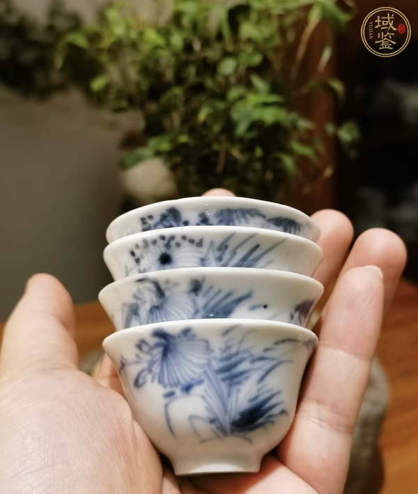古玩陶瓷青花竹菊?qǐng)D茶杯真品鑒賞圖