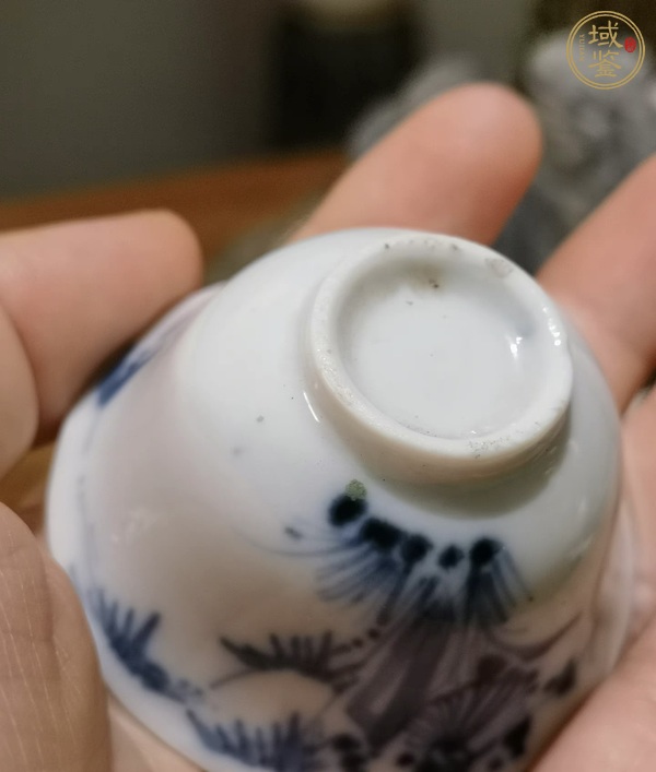 古玩陶瓷青花竹菊?qǐng)D茶杯真品鑒賞圖