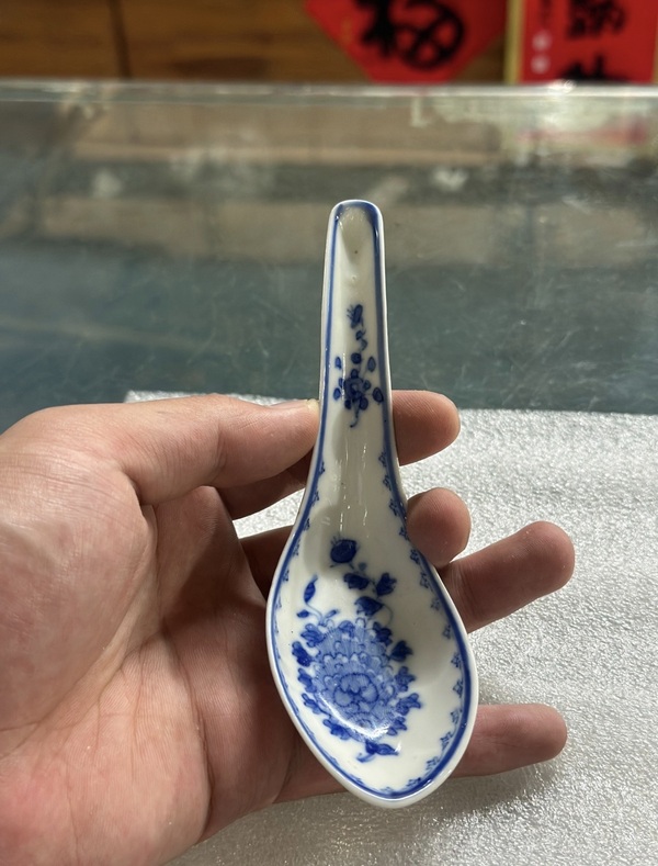 古玩陶瓷清光緒 青花花卉紋勺拍賣，當前價格3288元