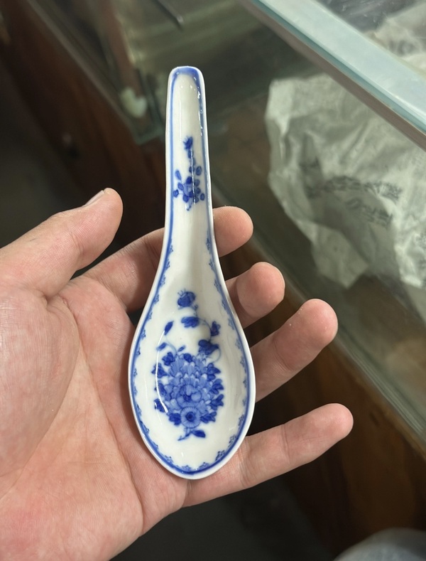 古玩陶瓷清光緒 青花花卉紋勺拍賣，當前價格3288元