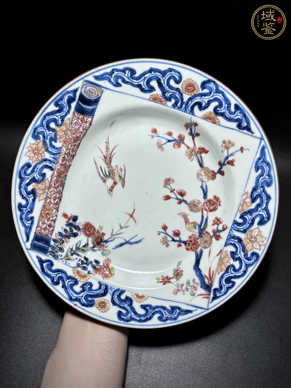 古玩陶瓷青花五彩花鳥(niǎo)紋盤真品鑒賞圖