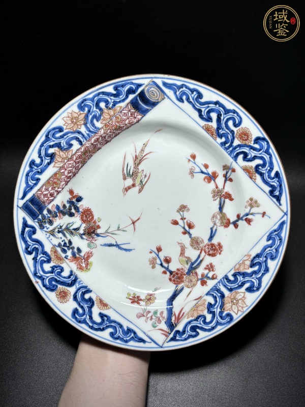 古玩陶瓷青花五彩花鳥(niǎo)紋盤真品鑒賞圖