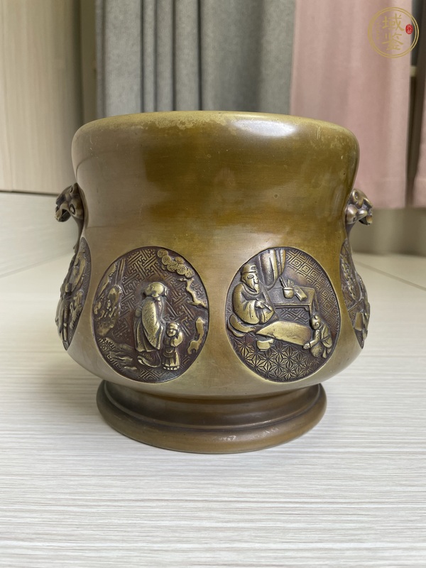 古玩清中晚期 極品八開窗獸耳宣德銅爐真品鑒賞圖