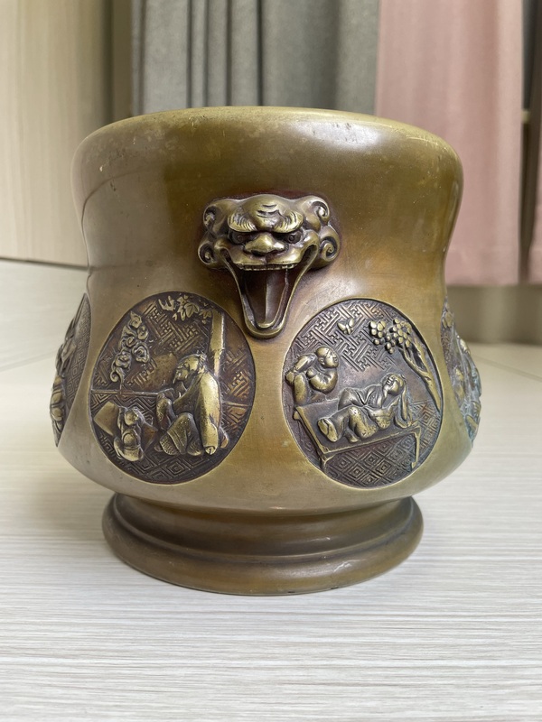 古玩銅器清中晚期 極品八開窗獸耳宣德銅爐拍賣，當前價格1200元