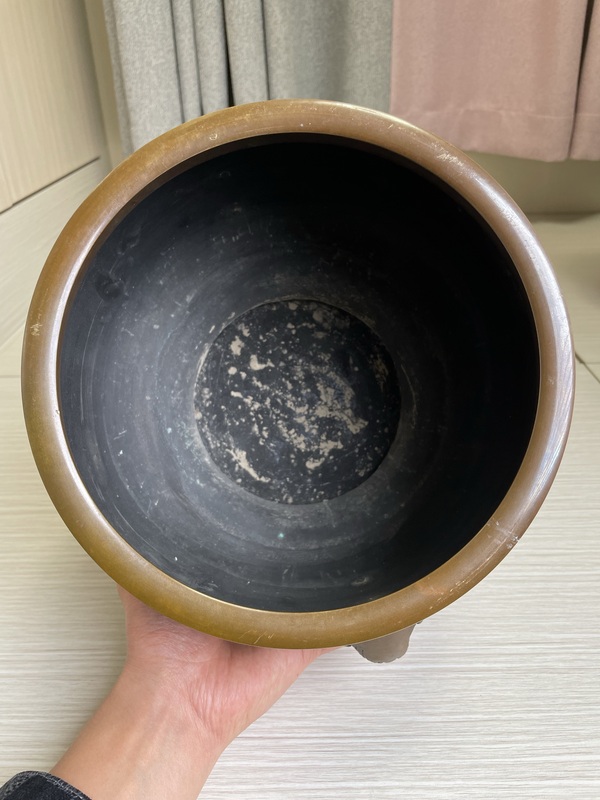 古玩銅器清中晚期 嵌金銀絲 布袋和尚宣德銅爐拍賣，當前價格980元