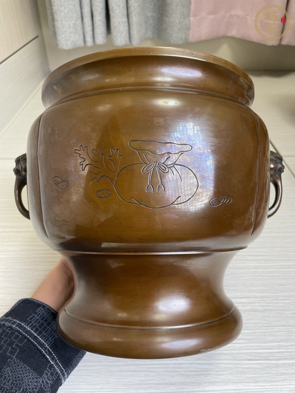 古玩銅器清中晚期 嵌金銀絲 布袋和尚宣德銅爐真品鑒賞圖