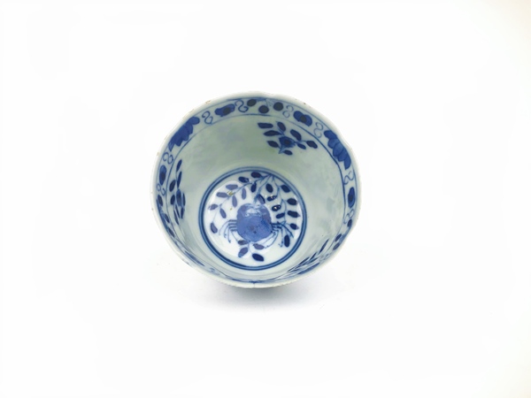 古玩陶瓷清光緒·青花魚蝦蟹茶圓拍賣，當前價格495元