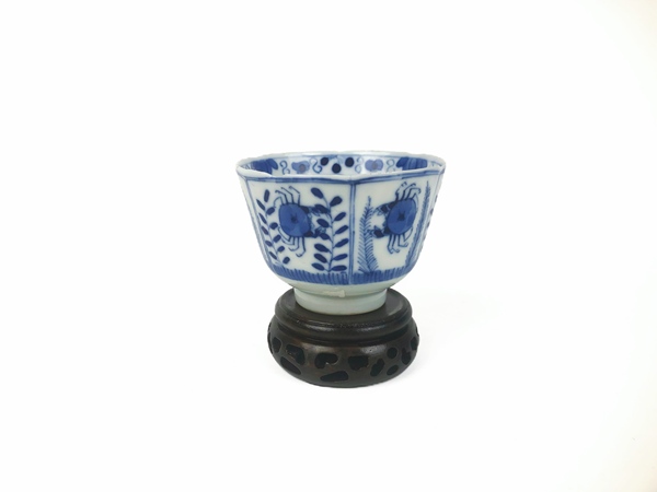 古玩陶瓷清光緒·青花魚蝦蟹茶圓拍賣，當前價格495元