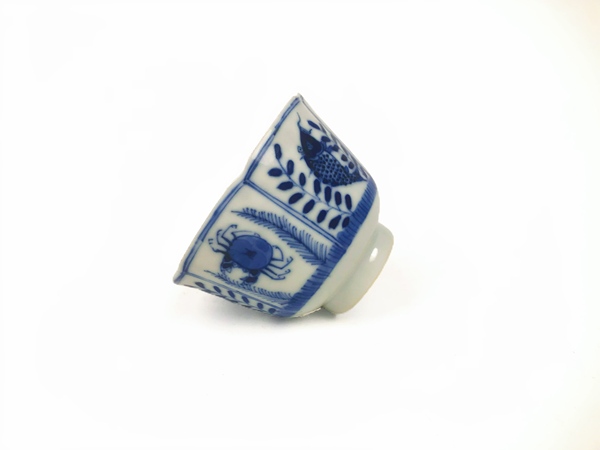 古玩陶瓷清光緒·青花魚蝦蟹茶圓拍賣，當前價格495元