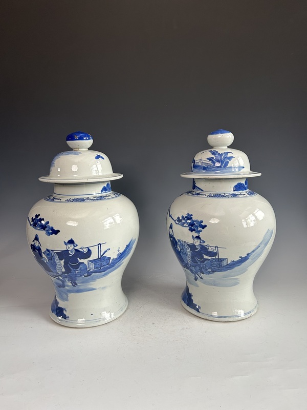 古玩陶瓷清晚·青花人物將軍罐拍賣，當前價格65000元
