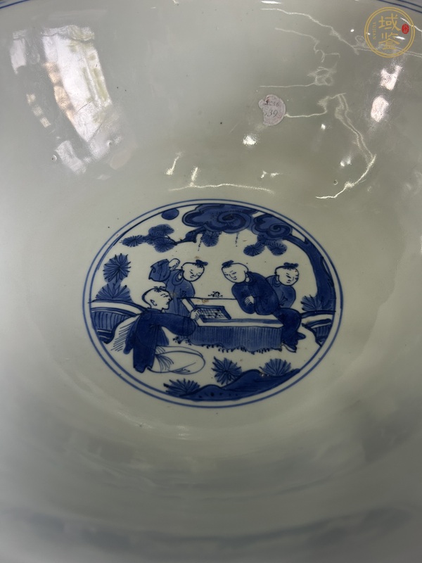 古玩陶瓷 明晚青花十六子嬰戲紋大碗真品鑒賞圖