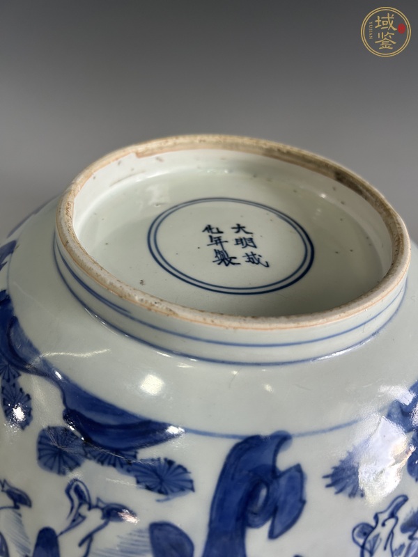 古玩陶瓷 明晚青花十六子嬰戲紋大碗真品鑒賞圖