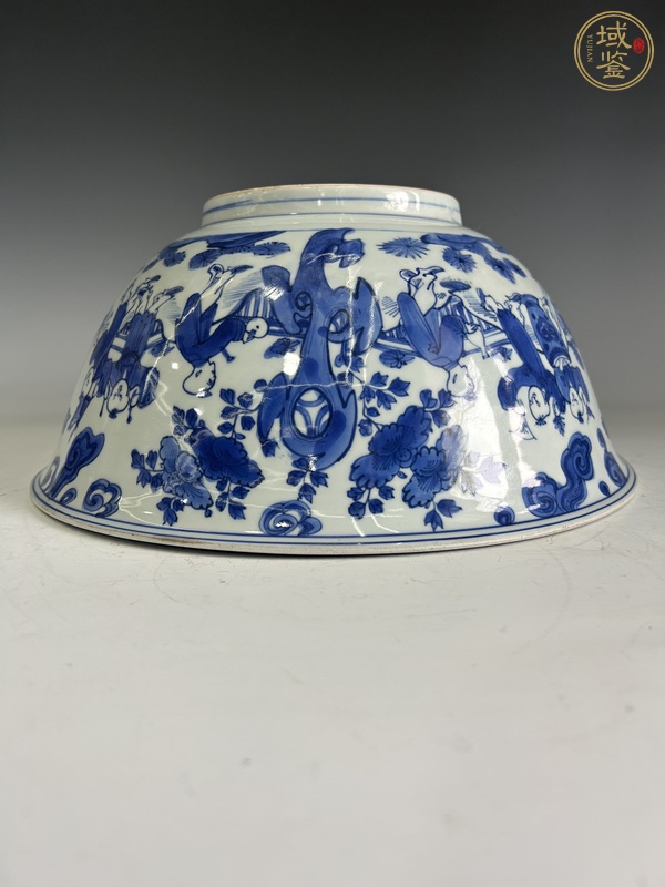 古玩陶瓷 明晚青花十六子嬰戲紋大碗真品鑒賞圖