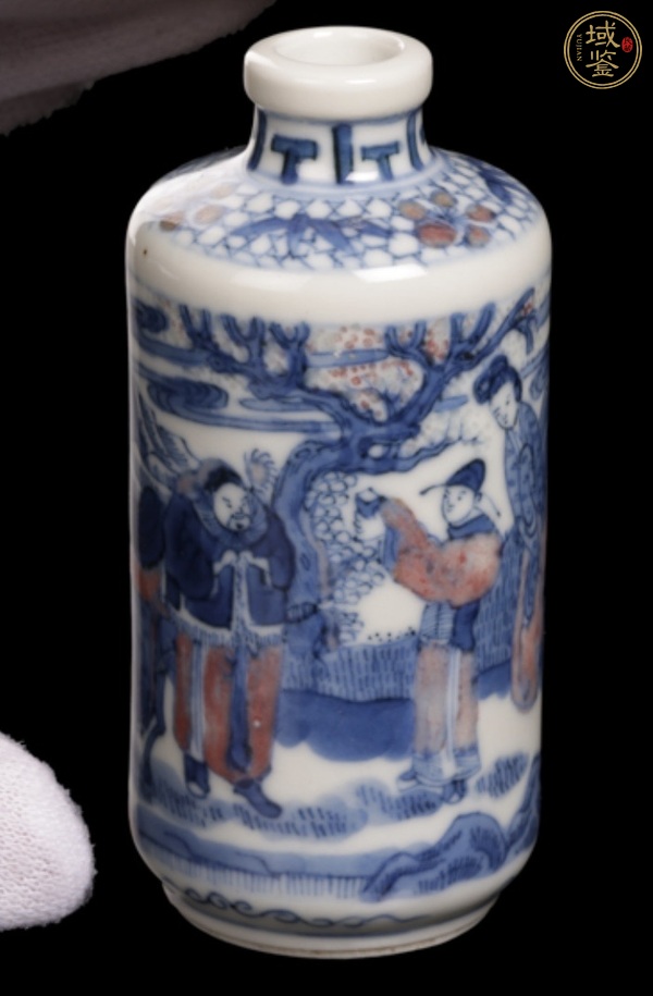 古玩陶瓷青花釉里紅人物故事紋鼻煙壺，模糊，偏老真品鑒賞圖