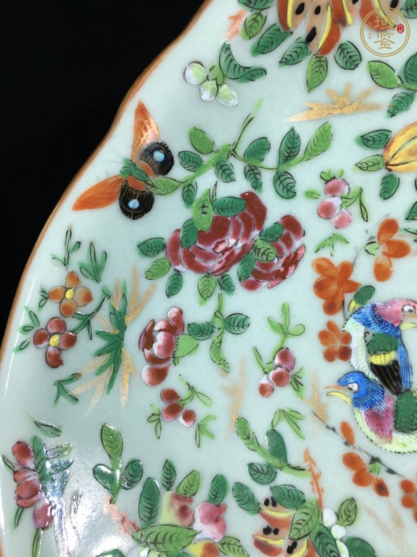 古玩陶瓷花鳥蝶紋廣彩盤真品鑒賞圖
