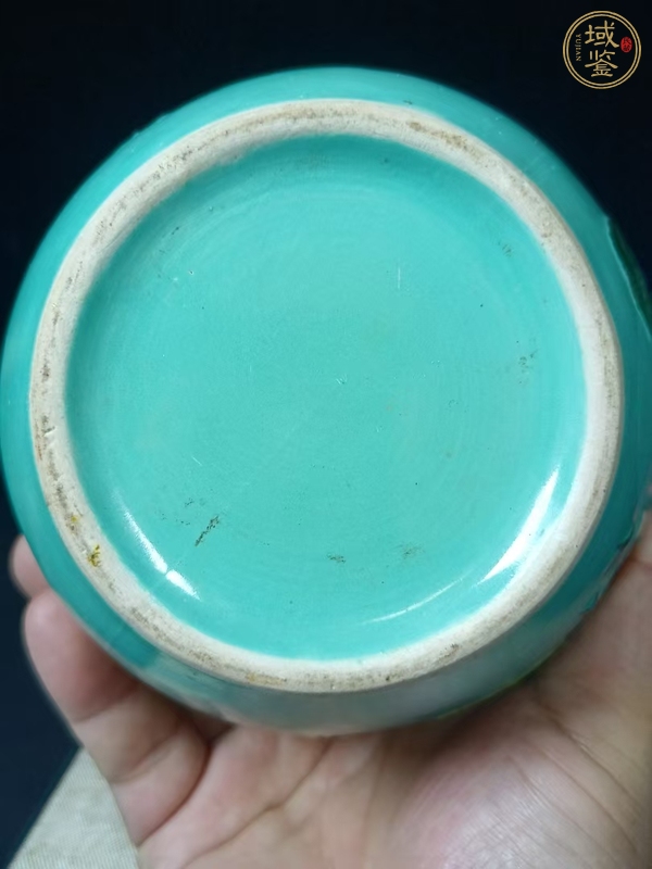 古玩陶瓷綠松石釉地粉彩一路連科堆塑罐真品鑒賞圖