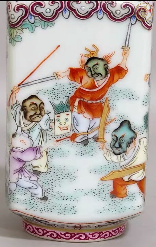 古玩陶瓷人物紋粉彩瓶真品鑒賞圖