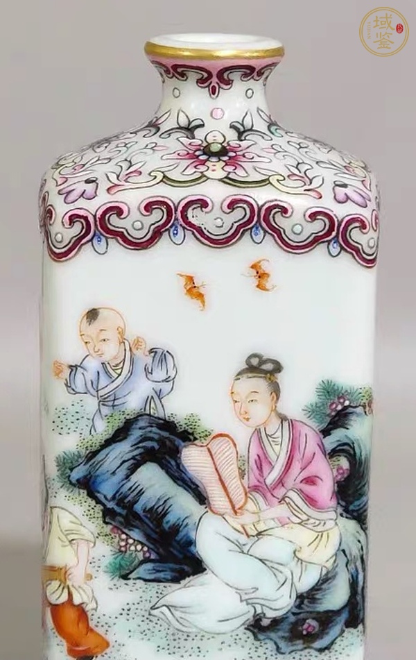 古玩陶瓷人物紋粉彩瓶真品鑒賞圖