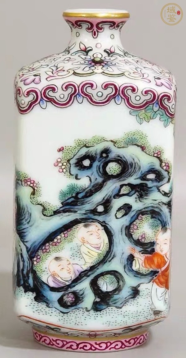 古玩陶瓷人物紋粉彩瓶真品鑒賞圖