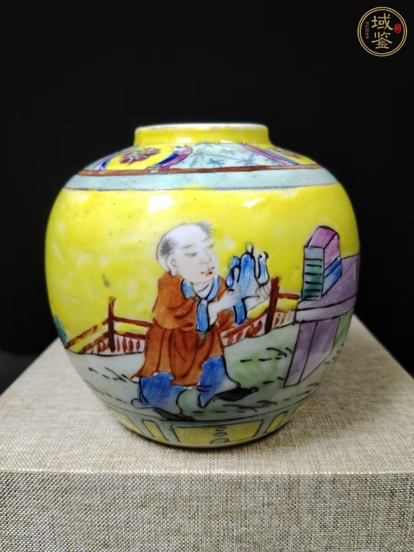 古玩陶瓷粉彩人物罐真品鑒賞圖