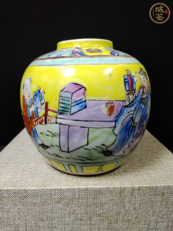古玩陶瓷粉彩人物罐真品鑒賞圖