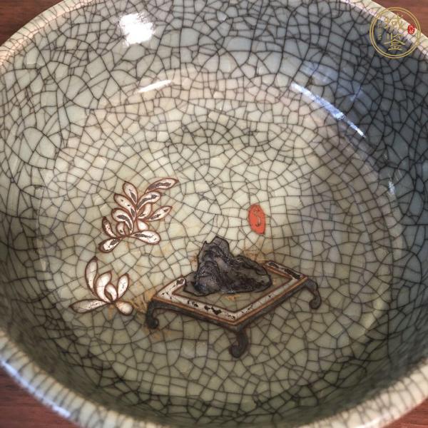 古玩陶瓷日本明治哥釉粉彩墩式碗真品鑒賞圖