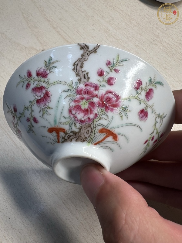 古玩陶瓷民國粉彩過枝花卉紋小碗真品鑒賞圖