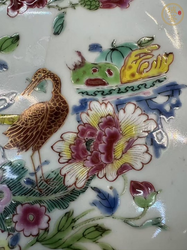 古玩陶瓷雍正細路粉彩盤真品鑒賞圖