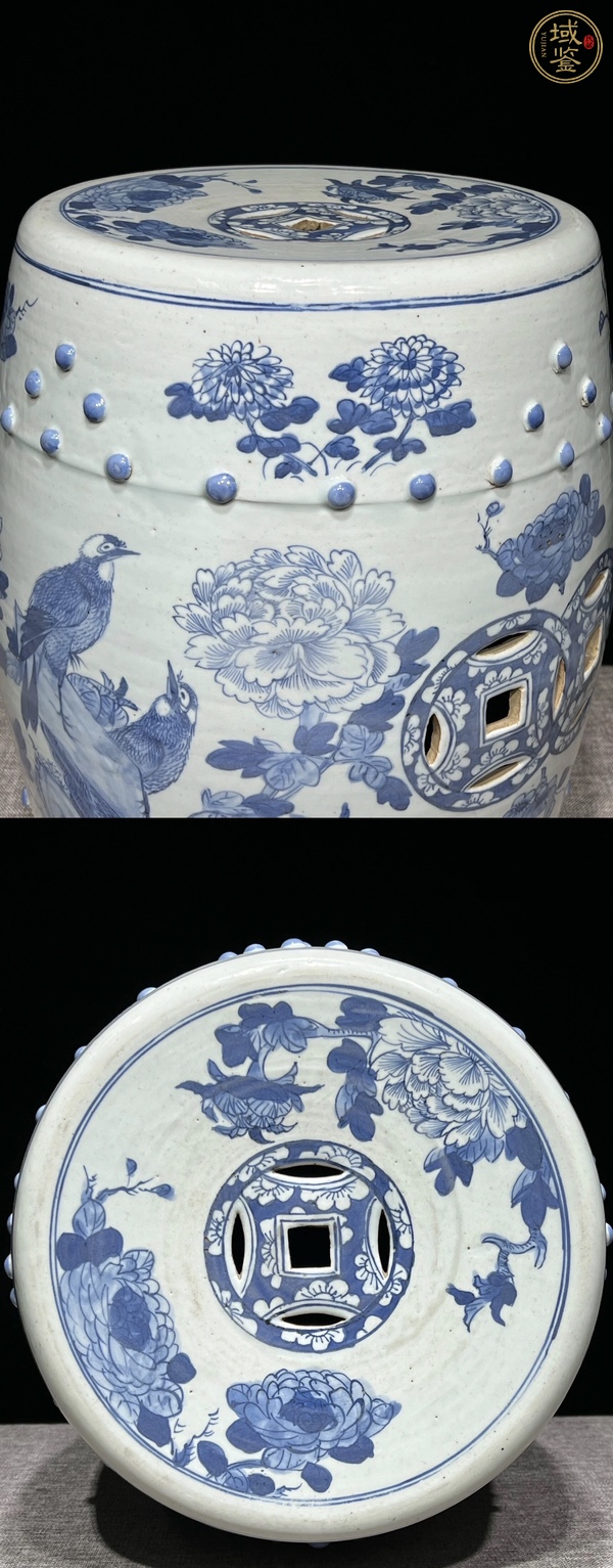 古玩陶瓷青花花鳥(niǎo)紋繡墩兒真品鑒賞圖