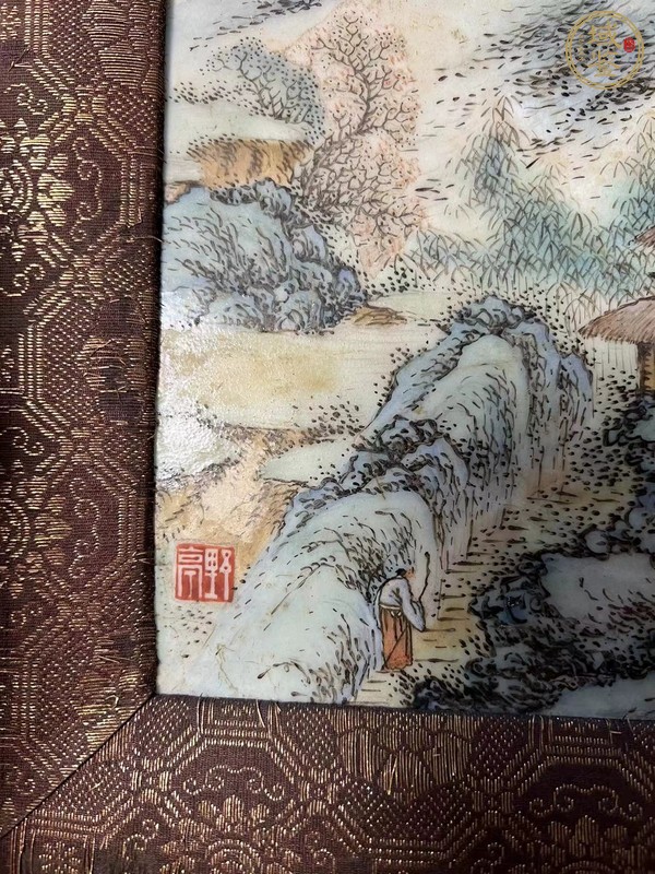 古玩陶瓷粉彩山水人物瓷板，老仿真品鑒賞圖