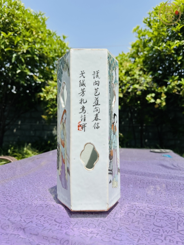 古玩陶瓷粉彩帽筒真品鑒賞圖