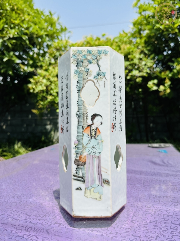 古玩陶瓷粉彩帽筒真品鑒賞圖