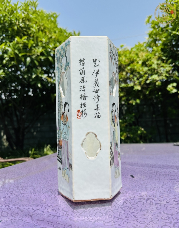 古玩陶瓷粉彩帽筒真品鑒賞圖