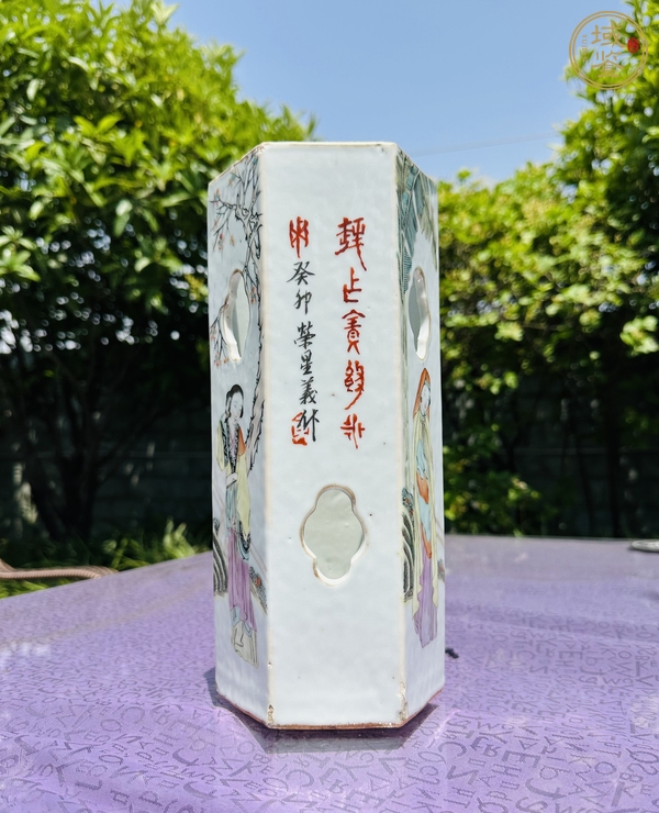 古玩陶瓷粉彩帽筒真品鑒賞圖
