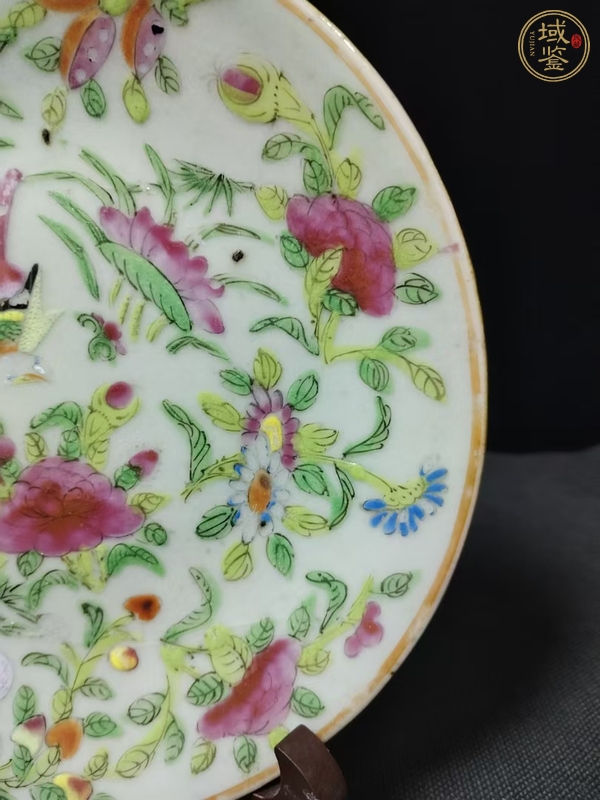 古玩陶瓷花鳥蝶紋廣彩盤真品鑒賞圖
