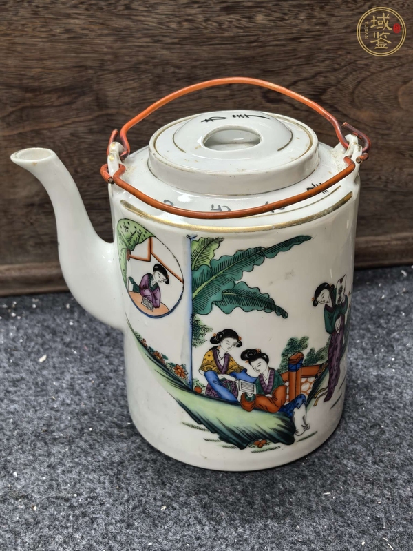古玩陶瓷仕女紋提梁壺真品鑒賞圖