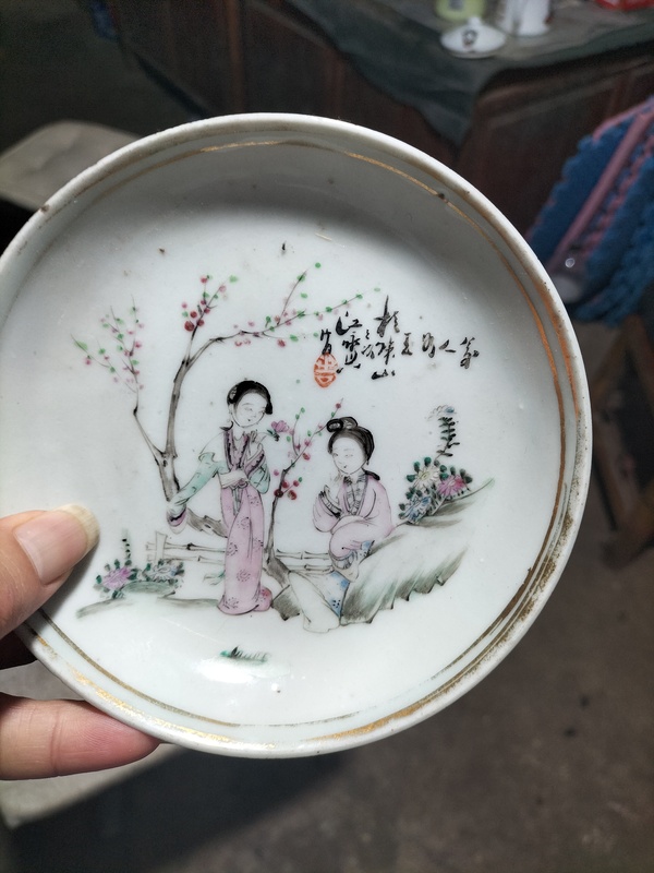 古玩陶瓷粉彩人物仕女盤拍賣,當前價格800元