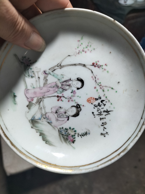 古玩陶瓷粉彩人物仕女盤拍賣,當前價格800元