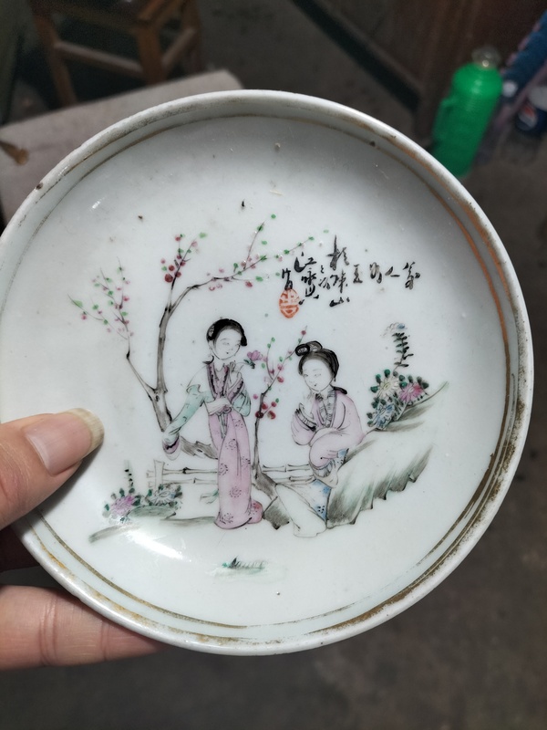 古玩陶瓷粉彩人物仕女盤拍賣,當前價格800元