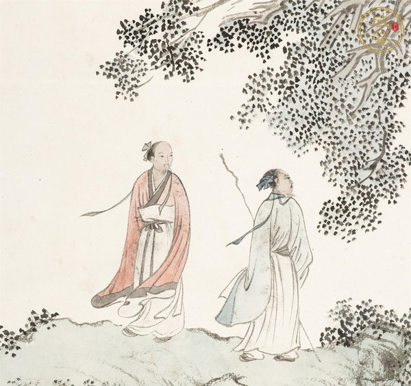 古玩字畫溥儒.款山水人物立軸真品鑒賞圖