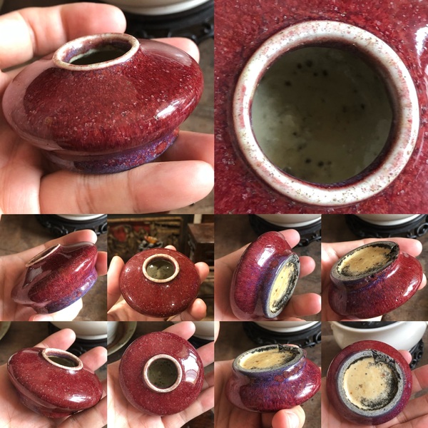 古玩陶瓷清·乾隆 鈞紅窯變釉水盂拍賣,當前價格15000元