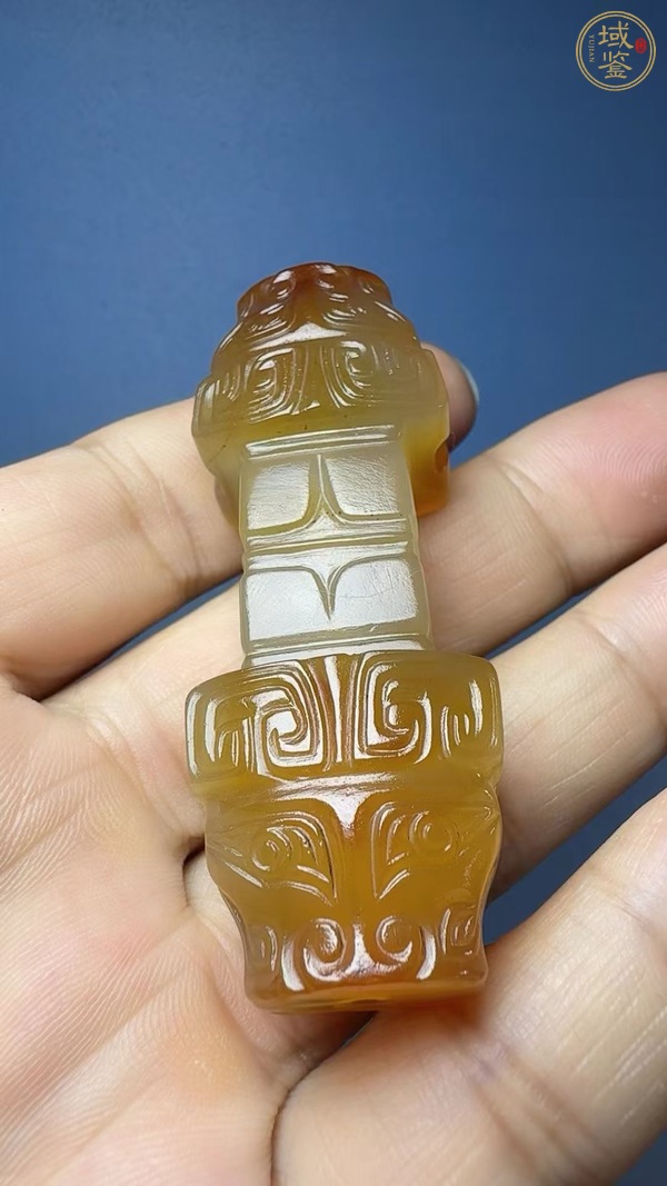 古玩玉器瑪瑙獸頭真品鑒賞圖