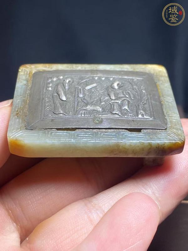 古玩玉器和田玉鑲嵌老銀帶扣真品鑒賞圖