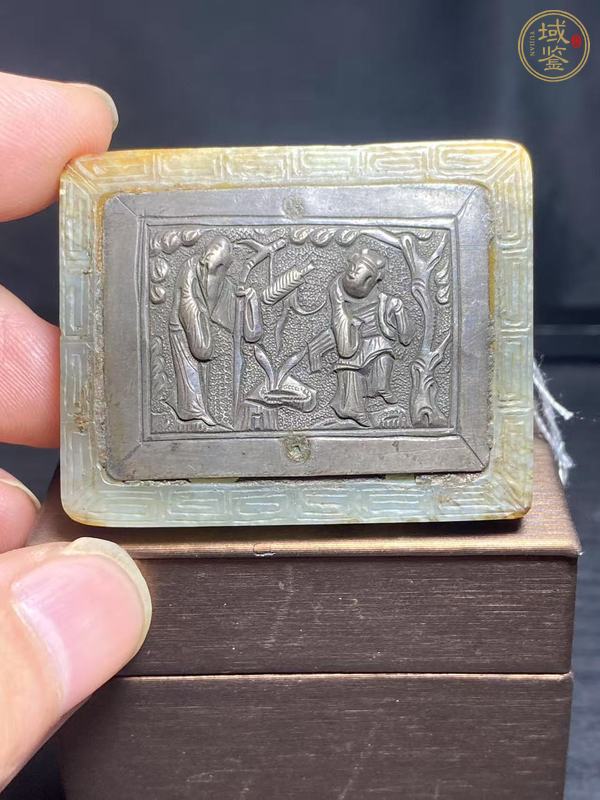 古玩玉器和田玉鑲嵌老銀帶扣真品鑒賞圖