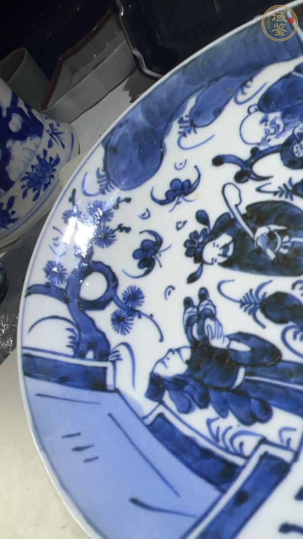 古玩陶瓷青花三星人物故事盤真品鑒賞圖