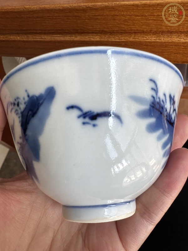 古玩陶瓷青花狩獵圖茶杯真品鑒賞圖