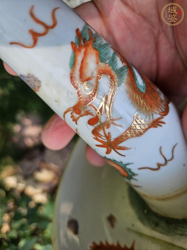 古玩陶瓷粉彩龍風紋燭臺真品鑒賞圖