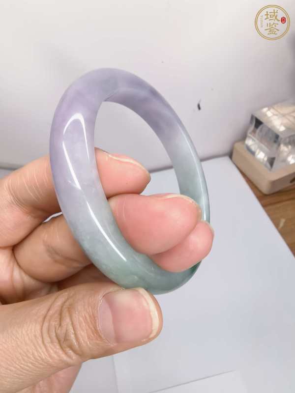 古玩玉器翡翠春帶彩手鐲真品鑒賞圖