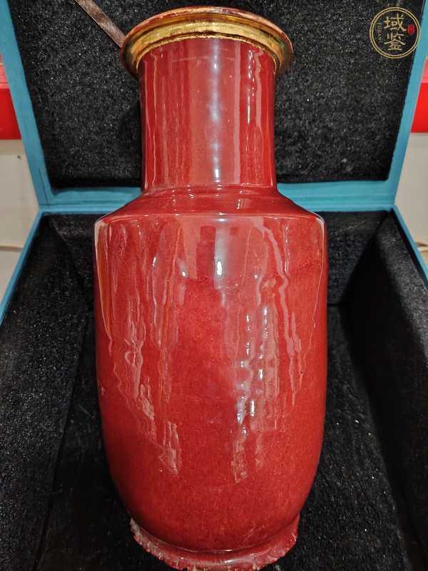 古玩陶瓷郎紅釉棒槌瓶真品鑒賞圖