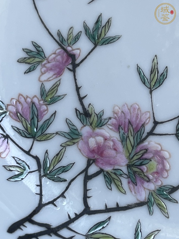 古玩陶瓷粉彩花鳥紋臥盤真品鑒賞圖